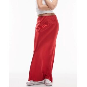 🍒 TopShop ASOS Red Bias Satin Maxi Skirt